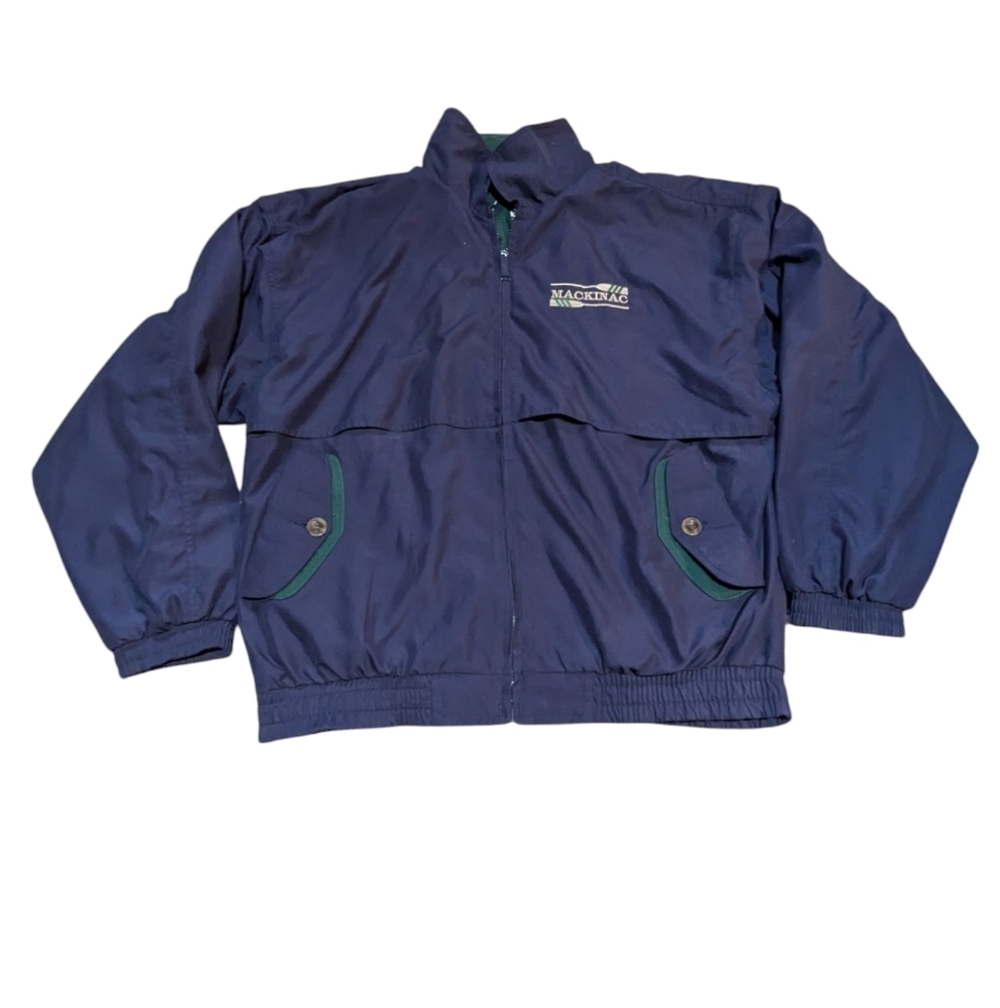 LA Loving Windbreaker Mackinac Boat Racing Large Vintage Blue Green Retro 80s 90